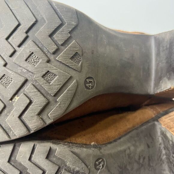 Taos Brown Suede Leather Ankle Heeled Boots Lace Up Sz 41 - Picture 10 of 10